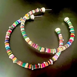 Kendra Scott Reece Hoop Earrings Large silver rockstuds, multi colored